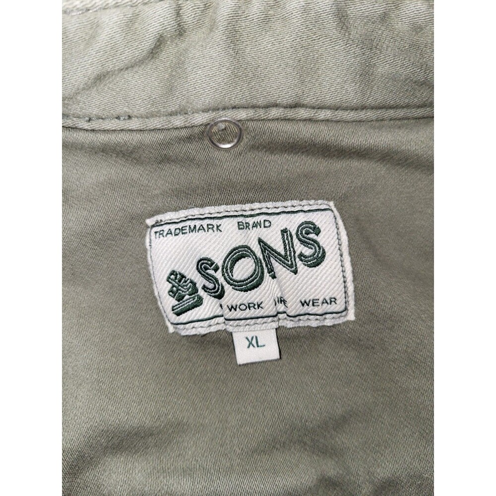 &SONS Sunday Shirt Army Green Men's XL Heritage Workwear Utility Snap Overshirt - Picture 4 of 16